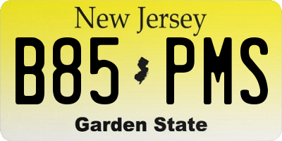 NJ license plate B85PMS