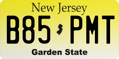 NJ license plate B85PMT
