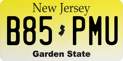 NJ license plate B85PMU