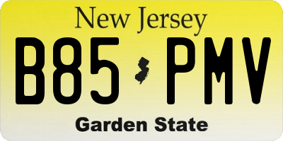 NJ license plate B85PMV