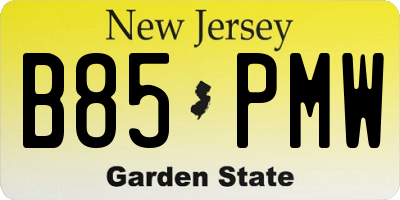 NJ license plate B85PMW