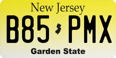 NJ license plate B85PMX