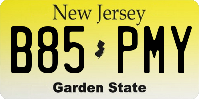 NJ license plate B85PMY