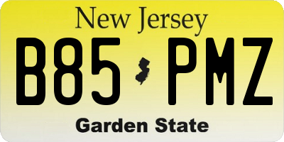 NJ license plate B85PMZ