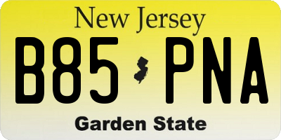 NJ license plate B85PNA