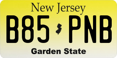 NJ license plate B85PNB