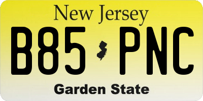 NJ license plate B85PNC