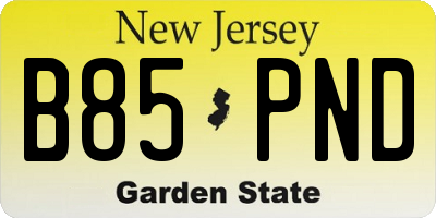 NJ license plate B85PND