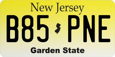 NJ license plate B85PNE