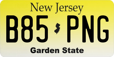 NJ license plate B85PNG