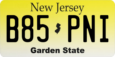 NJ license plate B85PNI