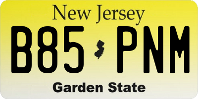 NJ license plate B85PNM