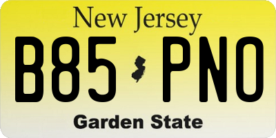 NJ license plate B85PNO