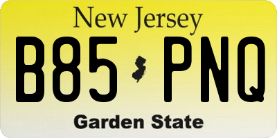 NJ license plate B85PNQ