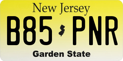NJ license plate B85PNR