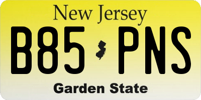 NJ license plate B85PNS