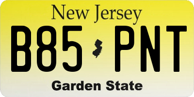 NJ license plate B85PNT