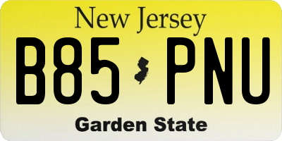 NJ license plate B85PNU