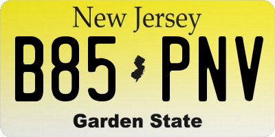 NJ license plate B85PNV
