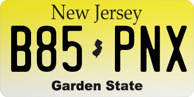 NJ license plate B85PNX