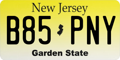 NJ license plate B85PNY