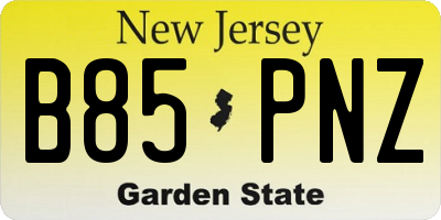 NJ license plate B85PNZ