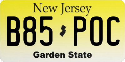 NJ license plate B85POC