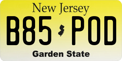 NJ license plate B85POD