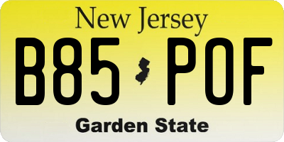 NJ license plate B85POF