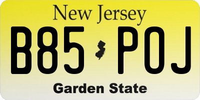 NJ license plate B85POJ