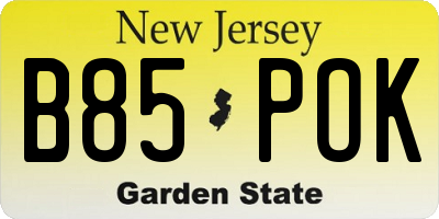 NJ license plate B85POK