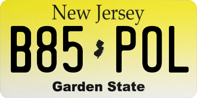 NJ license plate B85POL