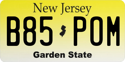 NJ license plate B85POM