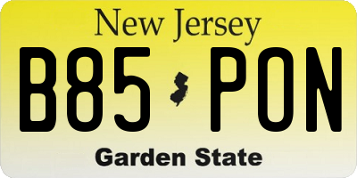 NJ license plate B85PON