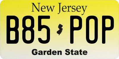 NJ license plate B85POP