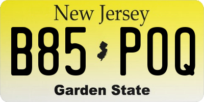 NJ license plate B85POQ