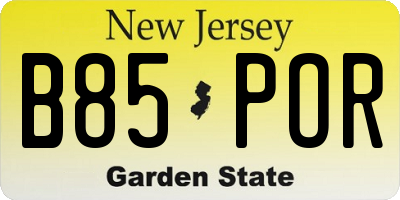 NJ license plate B85POR