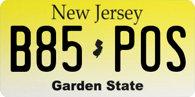NJ license plate B85POS