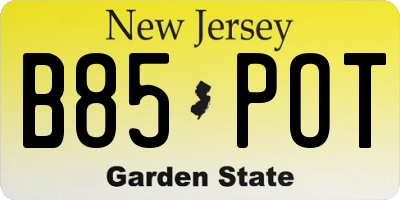 NJ license plate B85POT