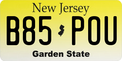 NJ license plate B85POU