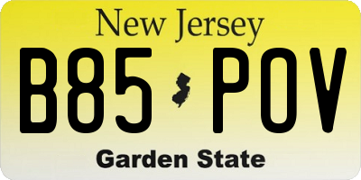 NJ license plate B85POV