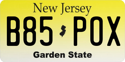 NJ license plate B85POX