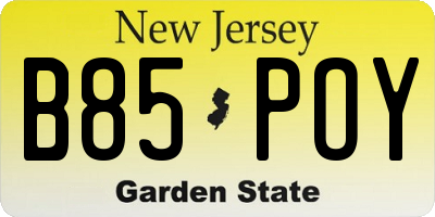 NJ license plate B85POY