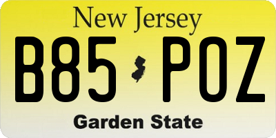 NJ license plate B85POZ