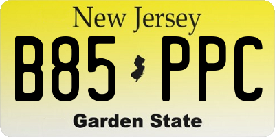NJ license plate B85PPC