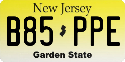 NJ license plate B85PPE
