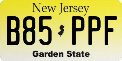 NJ license plate B85PPF