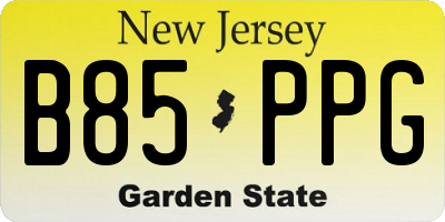 NJ license plate B85PPG