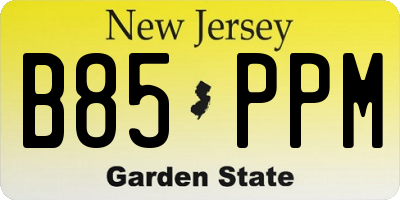 NJ license plate B85PPM