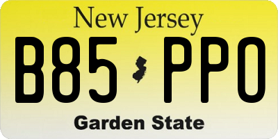NJ license plate B85PPO